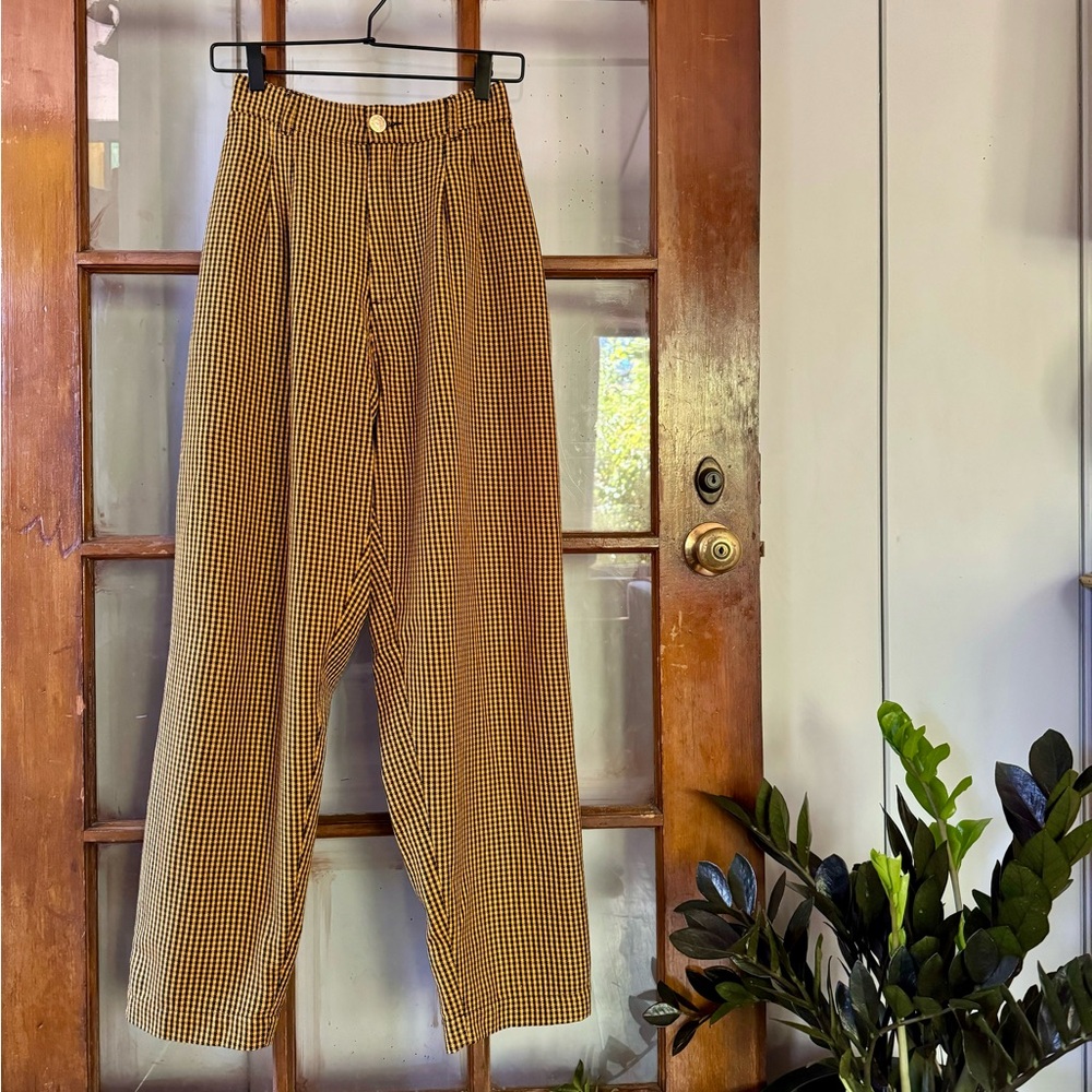 Big Bud Press Heritage Pleated Trousers Sold Out Yellow Black Gingham Size XS